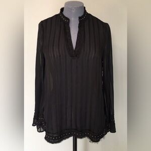 EUC ZARA Black Striped Jacquard w/ Silver Studs! Sz:S Runs oversized!